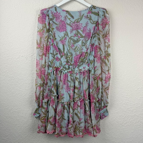 Hemant And Nandita Womens Powder Blue Short Dress Medium - Picture 4 of 11